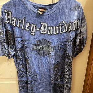 vintage blue alt harley davidson tee